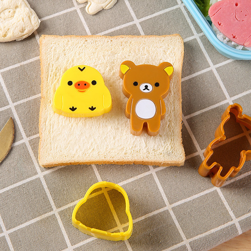Cute Bear Chick Cookie Mold DIY Bread Sandwich Mold Rice Ball Mold, Set of 2
