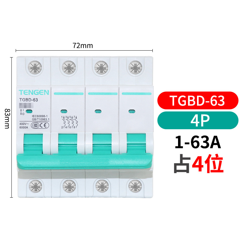 Tianzheng TGBD - 63 interruptor de aire 2p interruptor 1p hogar 3P trifásico 32a pequeño disyuntor 100a vacío image 14