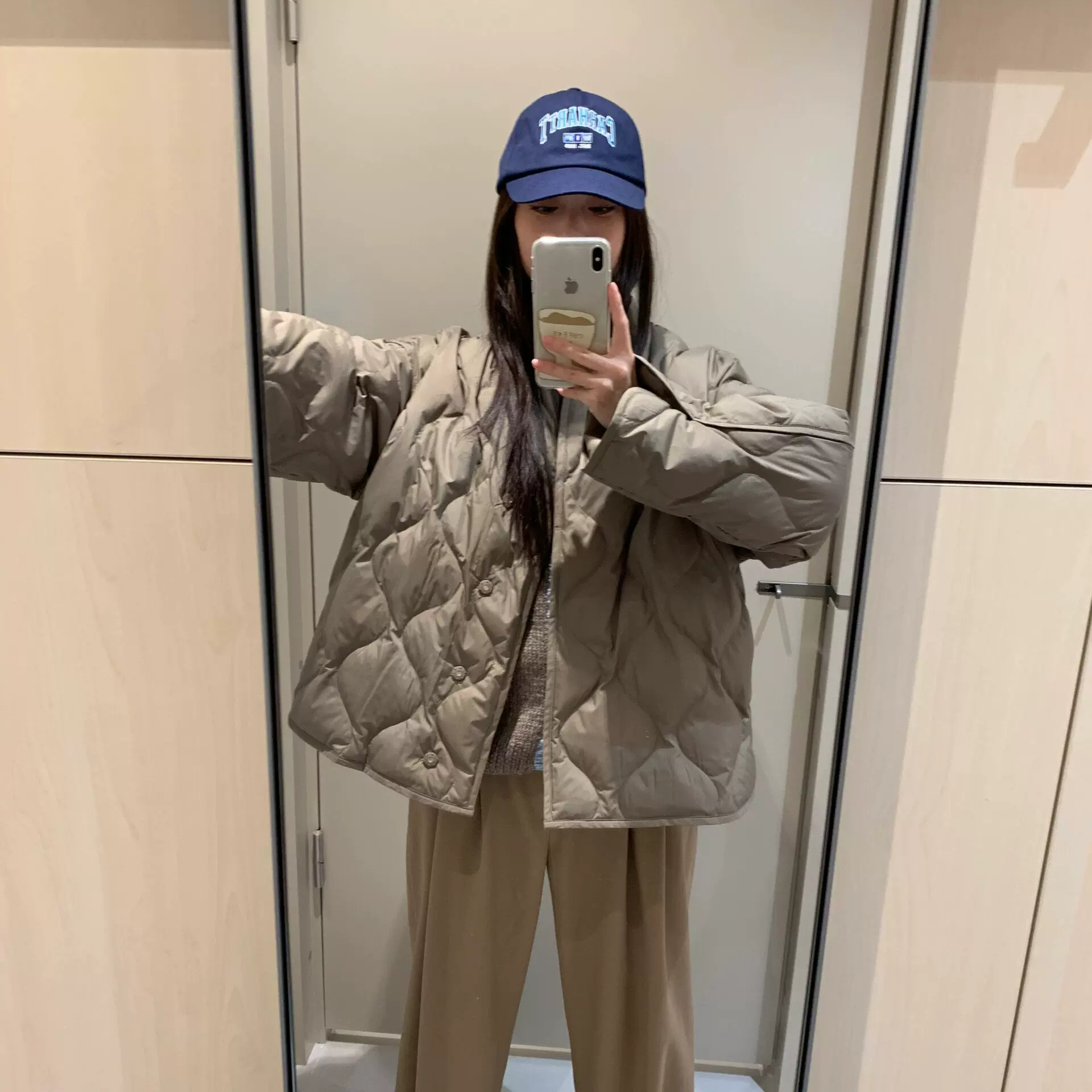 C家女装 宽松版型菱格纹理绗缝羽绒服夹克2025秋冬新品1205863001