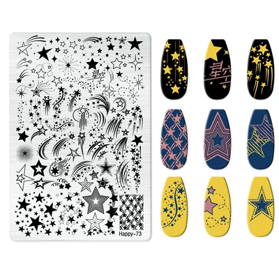 Dırnaq bəzəkləri: Stamping Plate Kt Cat Nail - happy-073-with-back-plate