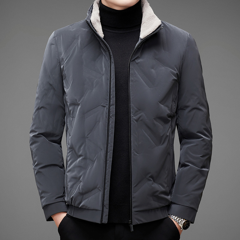 Winter solid color velvet down jacket for leisure with zipper