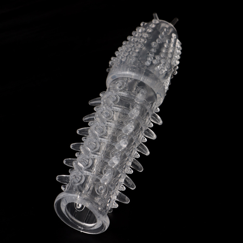 Wolf-Tooth Textured Penis Sleeve, TPE Tight-Fitting Extender, Transparent Boxed — detail image 6