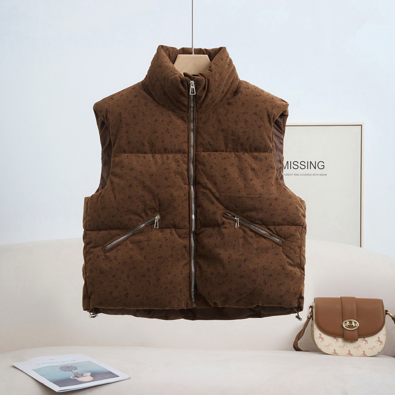 2026 Stand Collar down Cotton Vest Sleeveless Cross-Border Commuting Vest Casual Vest Style Women's Jacket Trendy