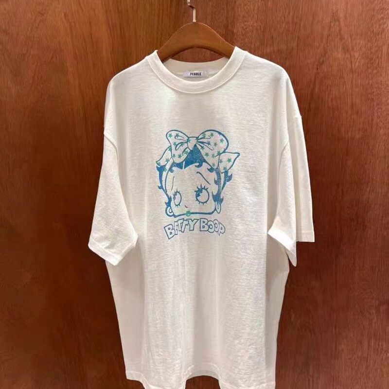 Current Korean Dongdaemun women's 2026 summer casual loose cartoon Betty print short-sleeve T-shirt American style trendy top