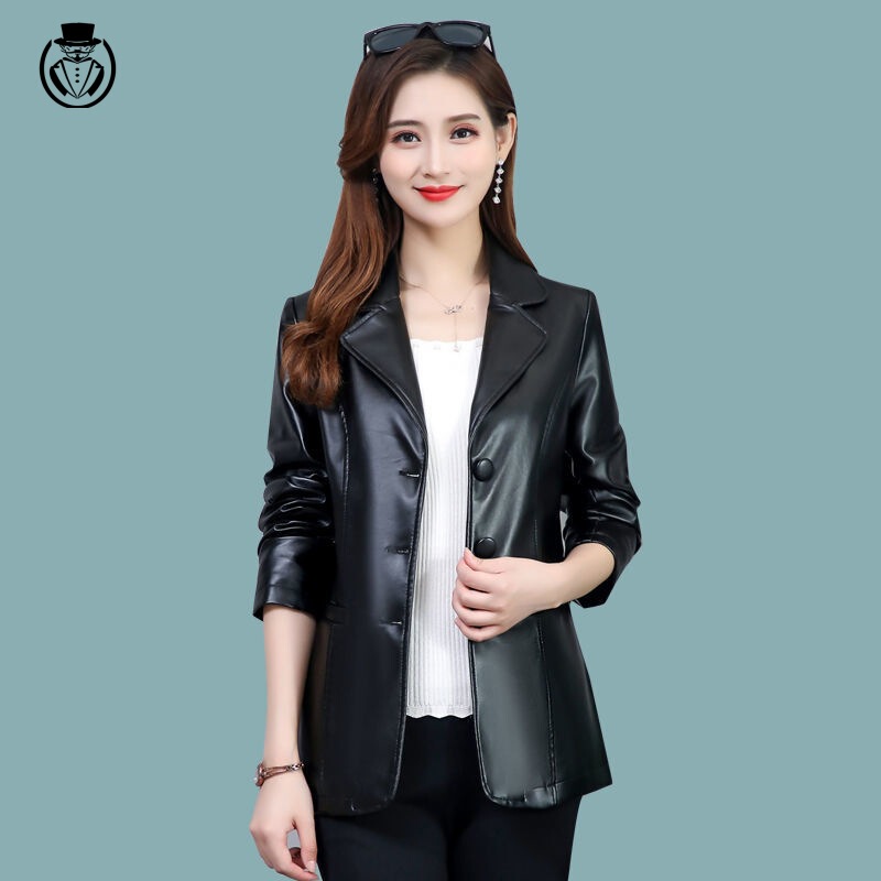 Leather Jacket Women's 2025 New Korean Style Slim Mid-Length Autumn and Winter Women's Pu Large Size Leather Jacket Foreign Trade Wholesale