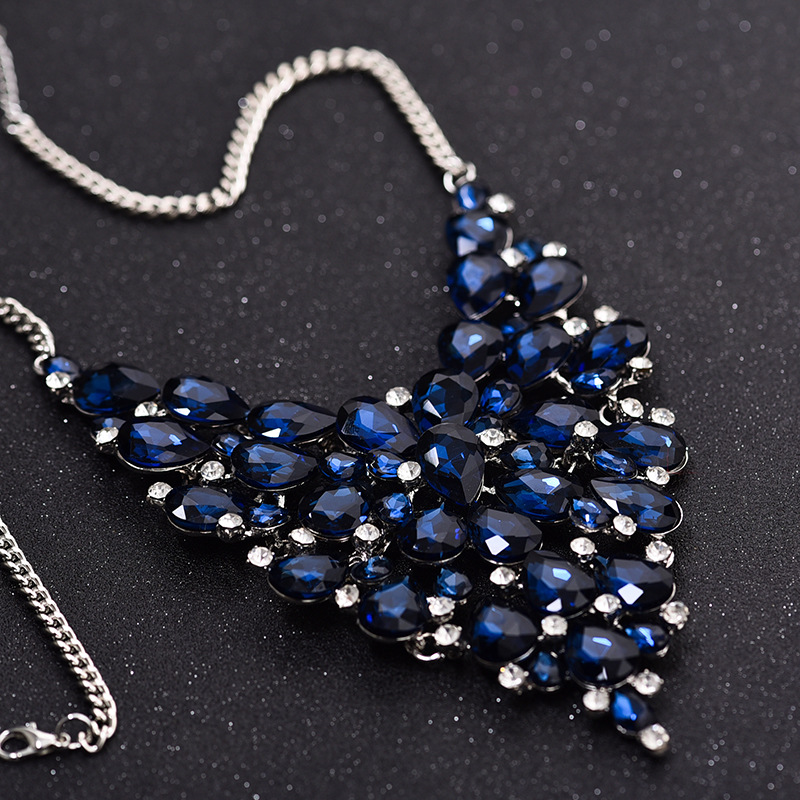 Fashion Flower Artificial Crystal Alloy Rhinestone Plating Flower Artificial Rhinestones Necklace