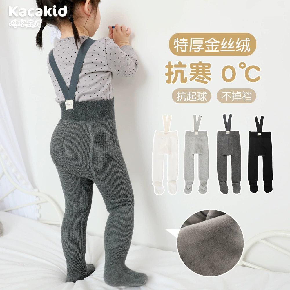 Зимние флисовые штаны для малышей для занятий тяжелой атлетикой, плотные леггинсы класса А для девочек, детские осенне-зимние колготки и носки.