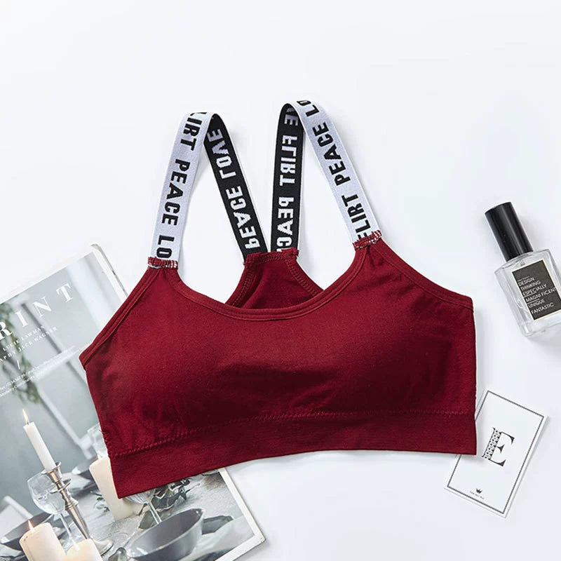 (Cross-border trading), underwear, sports tube top, bra, T-shirt, English letters, lifting effect, for running, beautiful back