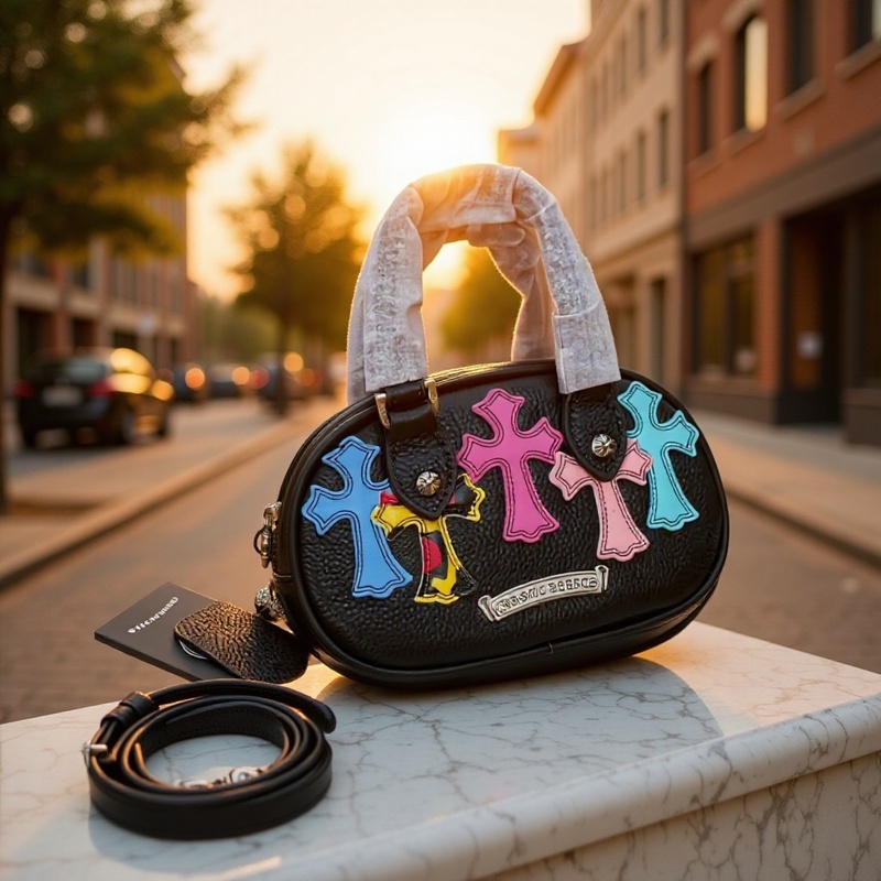 New Style Genuine Leather Crossbody Bag, Fashionable Bowling Bag with Contrasting Colors, Versatile Shoulder Bag, Niche Handbag, Stylish Tote Bag