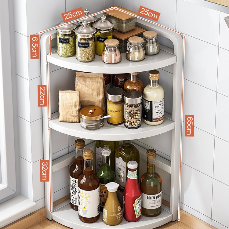 Estante de la cocina Mesa esquina triángulo condimento estante de la esquina condimento multifuncional estante condimento estante de almacenamiento