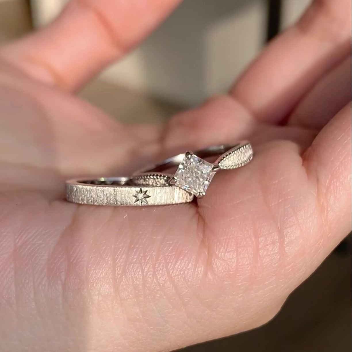 Vintage Princess Cut Diamond Ring For Women Square Retro Style_voghion.com