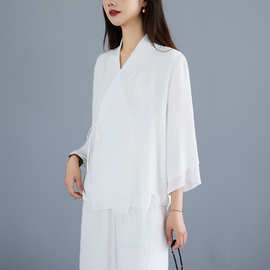 热销 禅修服女打坐仙气疗愈禅服套装禅意佛系高端女装居士服佛系