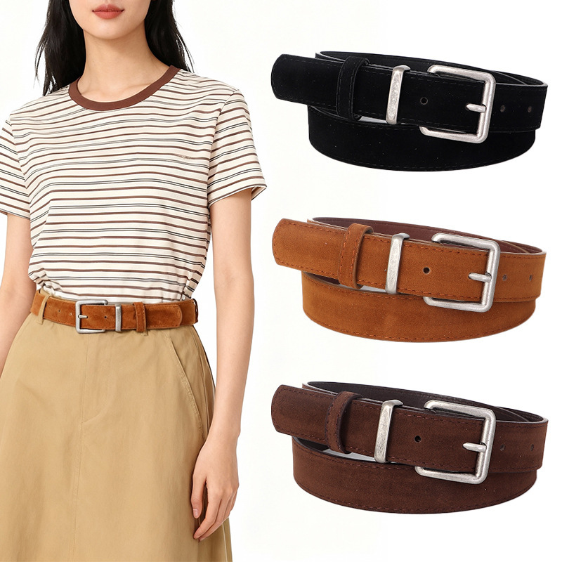 New Matte Suede Women's Belt Versatile with Jeans and Skirts, Fashionable and High-End Simple Belt for Women Cross-Border New Matte Suede Women's Belt Versatile with Jeans and Skirts, Fashionable and High-End Simple Belt for Women Cross-Border