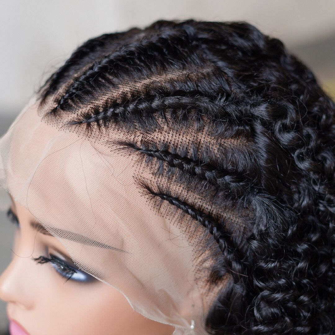 Pequeña trenza negra frontal encaje cabello humano real encaje frontal pelucas de cabello humano Xu Chang venta caliente