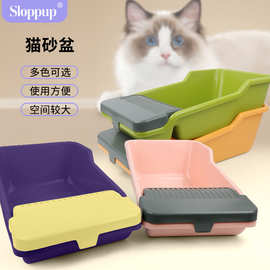 猫砂盆一个起批大号防外溅半封闭猫厕所塑料猫屎盆清洁防臭设计