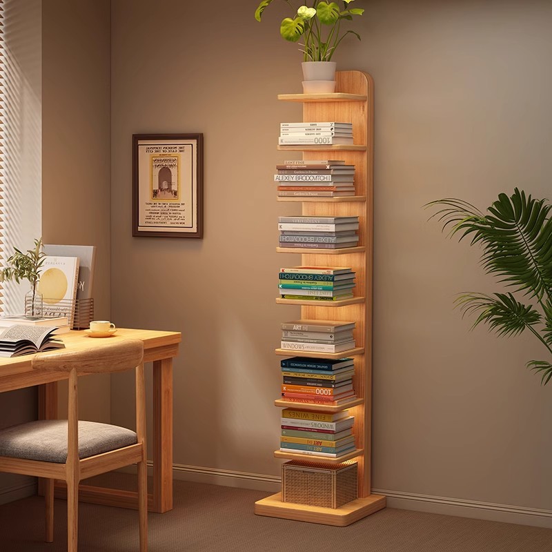 All solid wood invisible floor-standing bookshelf storage rack…