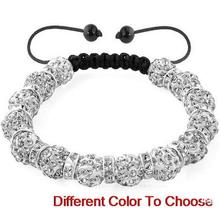 10mm 软陶泥镶满珠水晶钻球编织香巴拉手链跨境亚马逊