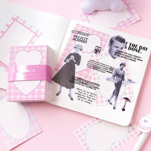 Message Pinellia broken plaid note pad Fresh plaid diy handbook base decorative note paper 200 pieces 6 styles