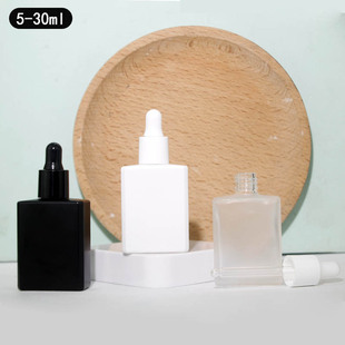 Essence Bottle 5-30ml New High-end Flat Square Essential Oil Sub-bottle Plastic Head Glass Dropper Bottle in Stock
