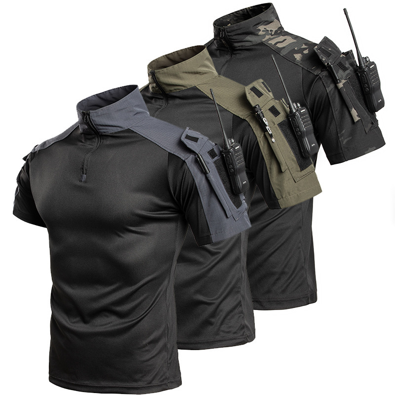 Cross-Border Frog Suit Camouflage G3 Short-Sleeved Stand-Up Collar Zipper Sportswear Outdoor Leisure Sports Tactical Shirt Cross-Border Frog Suit Camouflage G3 Short-Sleeved Stand-Up Collar Zipper Sportswear Outdoor Leisure Sports Tactical Shirt