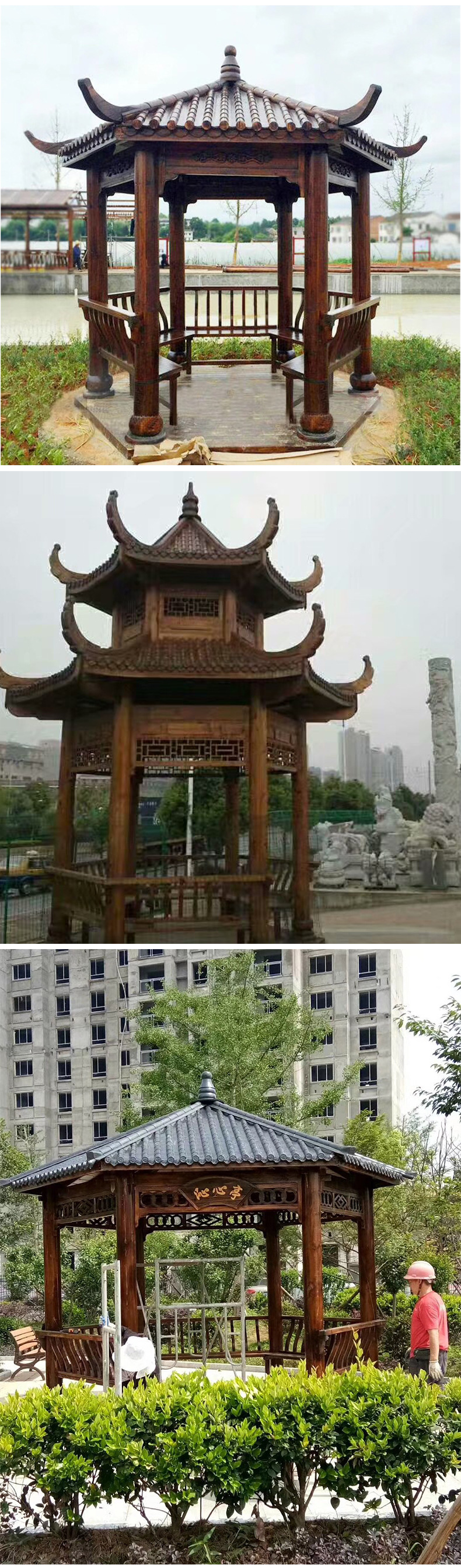 仿古户外六角凉亭 庭院别墅实木亭六角双层防腐木凉亭景观亭批发-阿里巴巴