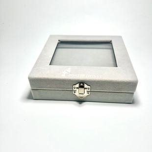 Customized High-End Flat Right-Angle Velvet Box with Lock Head Jewelry Box Factory Direct Sale