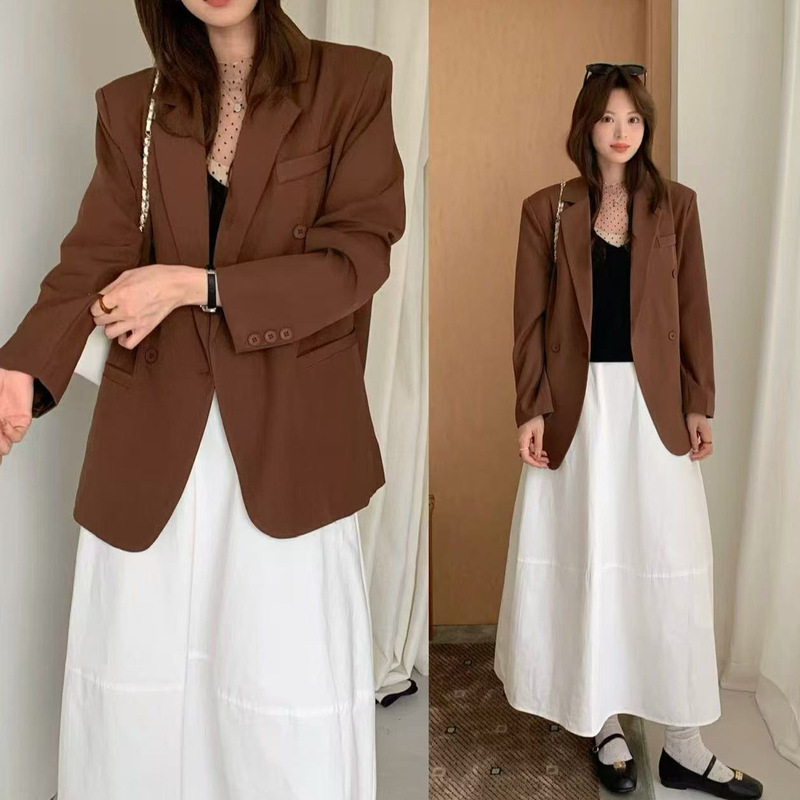Korean Chic High-End Long-Sleeved Blazer for Women, Autumn Style, Korean Style Small Suit, Slimming and Loose-Fitting Top
