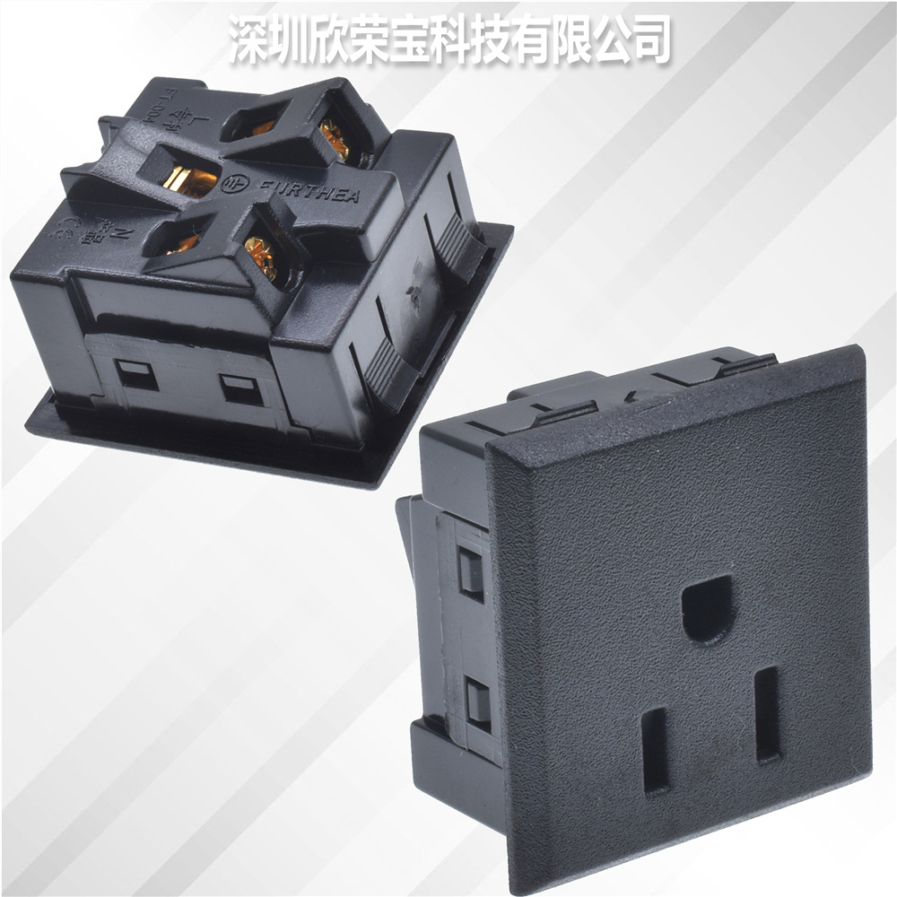 美式卡式嵌入外贸美标10A美规三插带保护门三孔桌面AC电源插座 铜