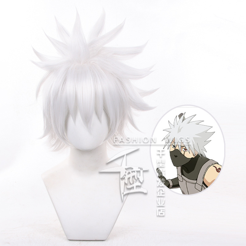 [Green Basket] Naruto Flagwood Kakashi cos Wig Partial Points Hit the Top of the Hair