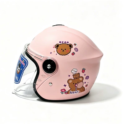 Motosiklet kaskı (dəbilqə) – thickened safety helmet - 803-pink-little-bear