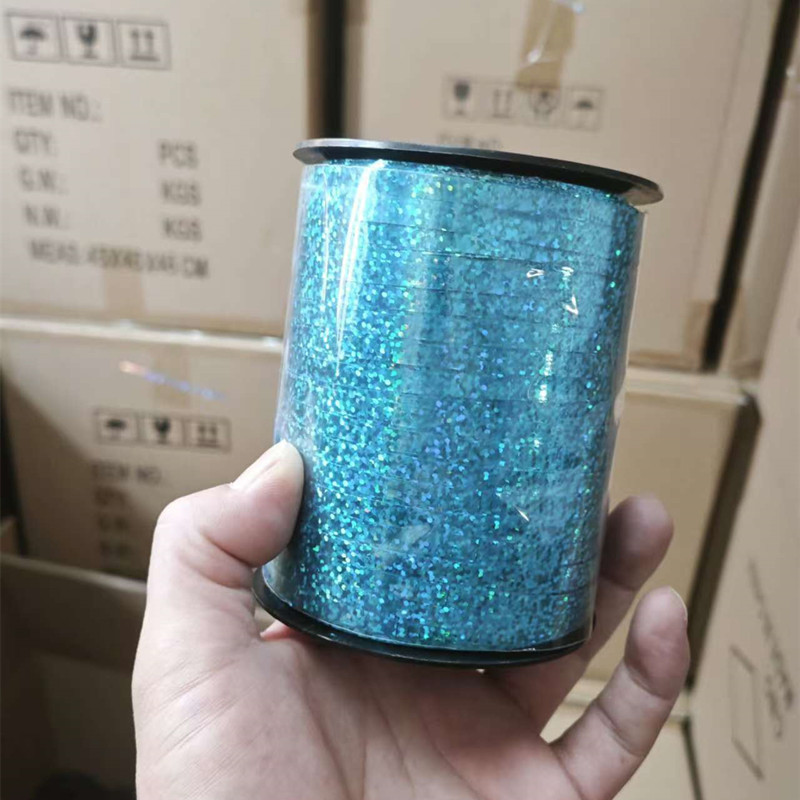 500 yardas de globo de cinta de color láser película de aluminio de cinta de color embalaje de regalo de cuerda de tracción de cuerda de bandera embalaje de regalo