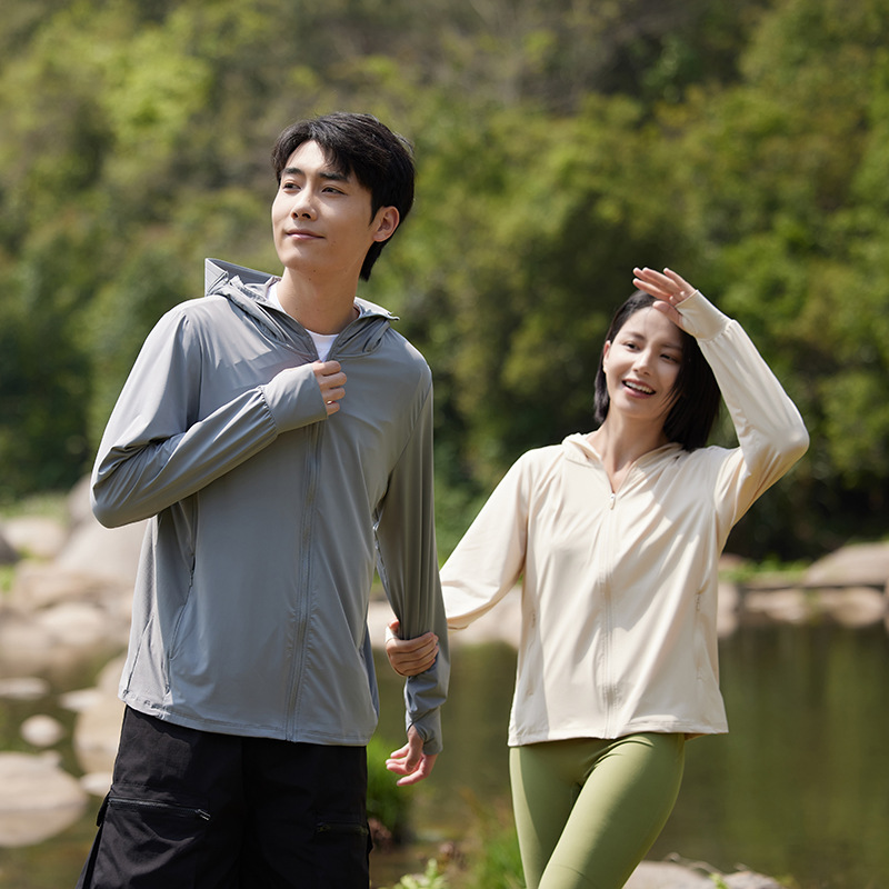Ice Silk Cooling Sun Protection Clothing Summer Outdoor Lightweight Jacket Work Clothes Anti-Uv Breathable Hooded Men and Women