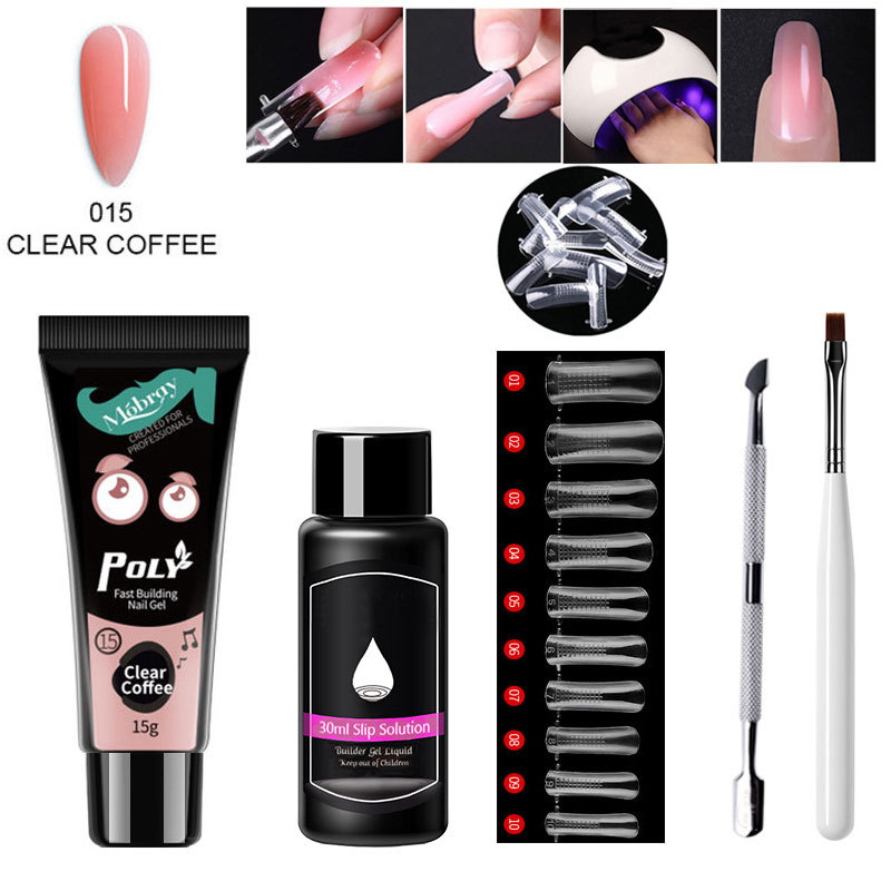 Suministro transfronterizo venta rápida extensión de traje de manicura conjunto completo de uñas de cristal forma extensión pegamento para hornear lámpara UV pegamento