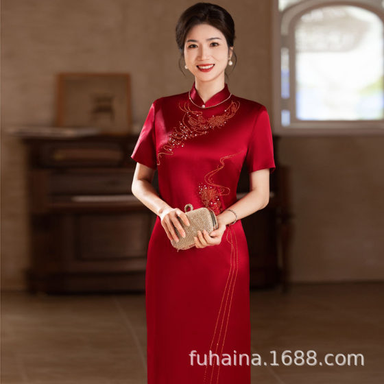 High-end Mother-in-law Wedding Dress Noble Cheongsam Western-style Wedding Mother Dress Spring Acetic Slim Fit dress