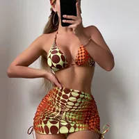 2023 AliExpress Amazon женский раздельный купальник сексуальный принт бикини на шнуровке производители в наличии оптом