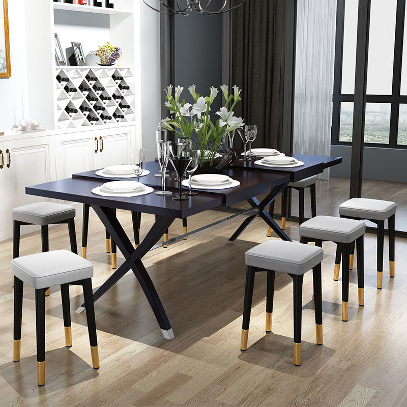 Taburete doméstico moderno y simple multifuncional se puede apilar para la sala de estar, taburete pequeño de lujo ligero, taburete cuadrado, taburete redondo, taburete de comedor, taburete de cocina