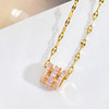 Fashionable necklace, trend fuchsia zirconium, pendant, Korean style, light luxury style, internet celebrity