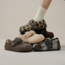 平底内增高一字加绒毛毛鞋女2025新款秋冬懒人外穿温柔风豆豆单鞋