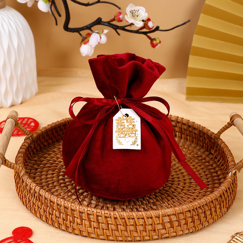 ヨーロッパ式の喜糖袋の創意的な丸い糸の布の結婚式の喜糖の箱のお土産の結婚祝いの祝日のプレゼントの袋の束のポケット|undefined
