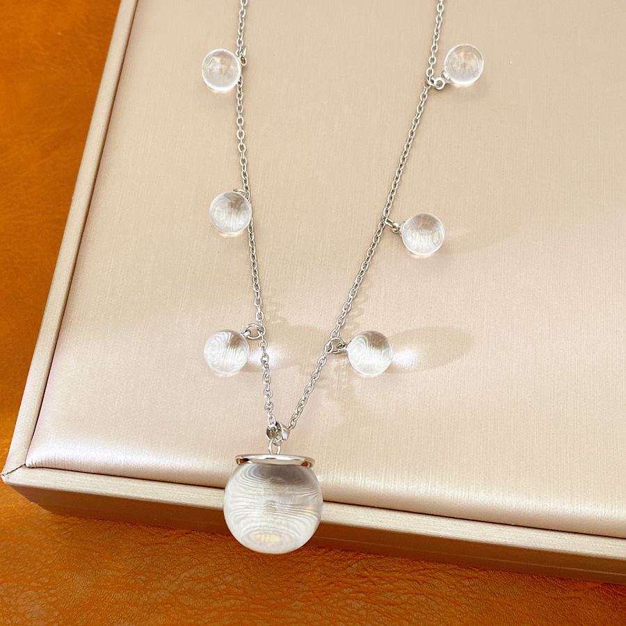 Resina de acero inoxidable collar redondo de geometría lujoso ligero nicho collar de clavícula de moda simple conjunto de joyas diarias versátiles