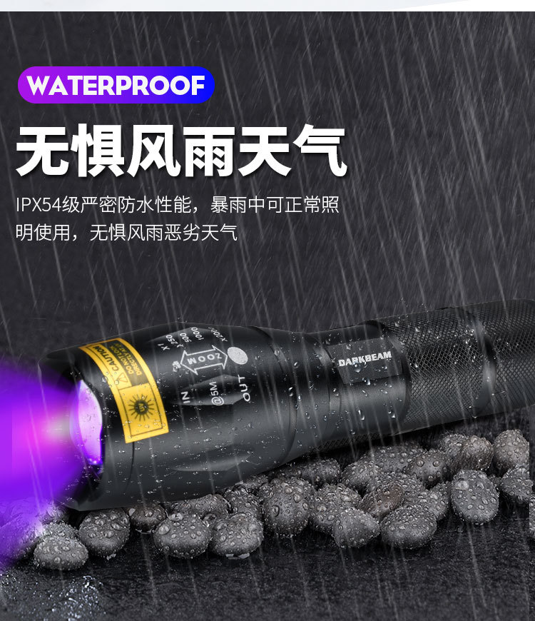 Uv Ultraviolet Flashlight Dual Light Purple Light Jade Anti-Counterfeiting Banknote Detection Cat Moss Fluorescent Agent Detection Light Scorpion Light