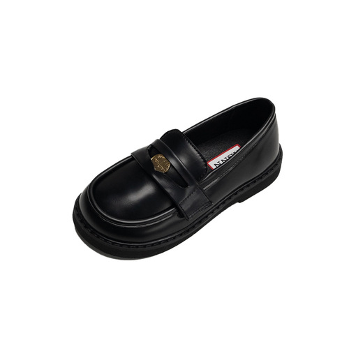 TheCBC [Gold Coin LOAF] Children's Loafers Spring and Autumn New Girls' Retro JK College Style Leather Shoes 240052