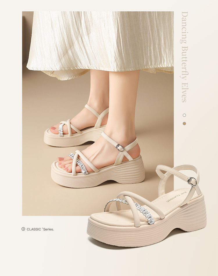 Giày sandal cao gót nữ đính đá phong cách thời trang — KY65 Bạc chi tiết 3