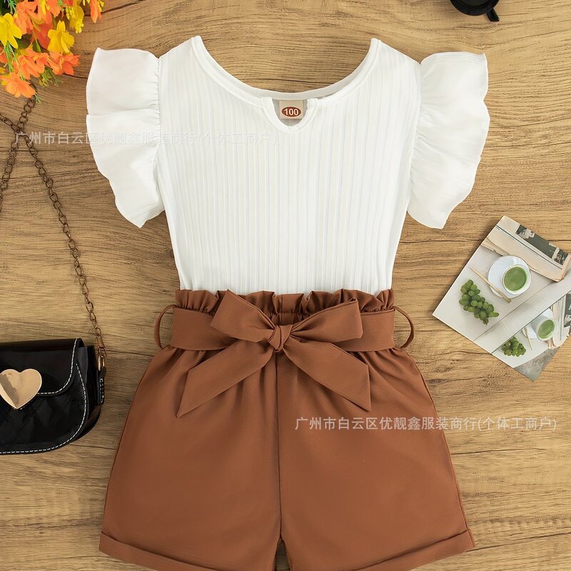 Round-neck sleeveless top and short skirt set 儿童印花两件套|undefined
