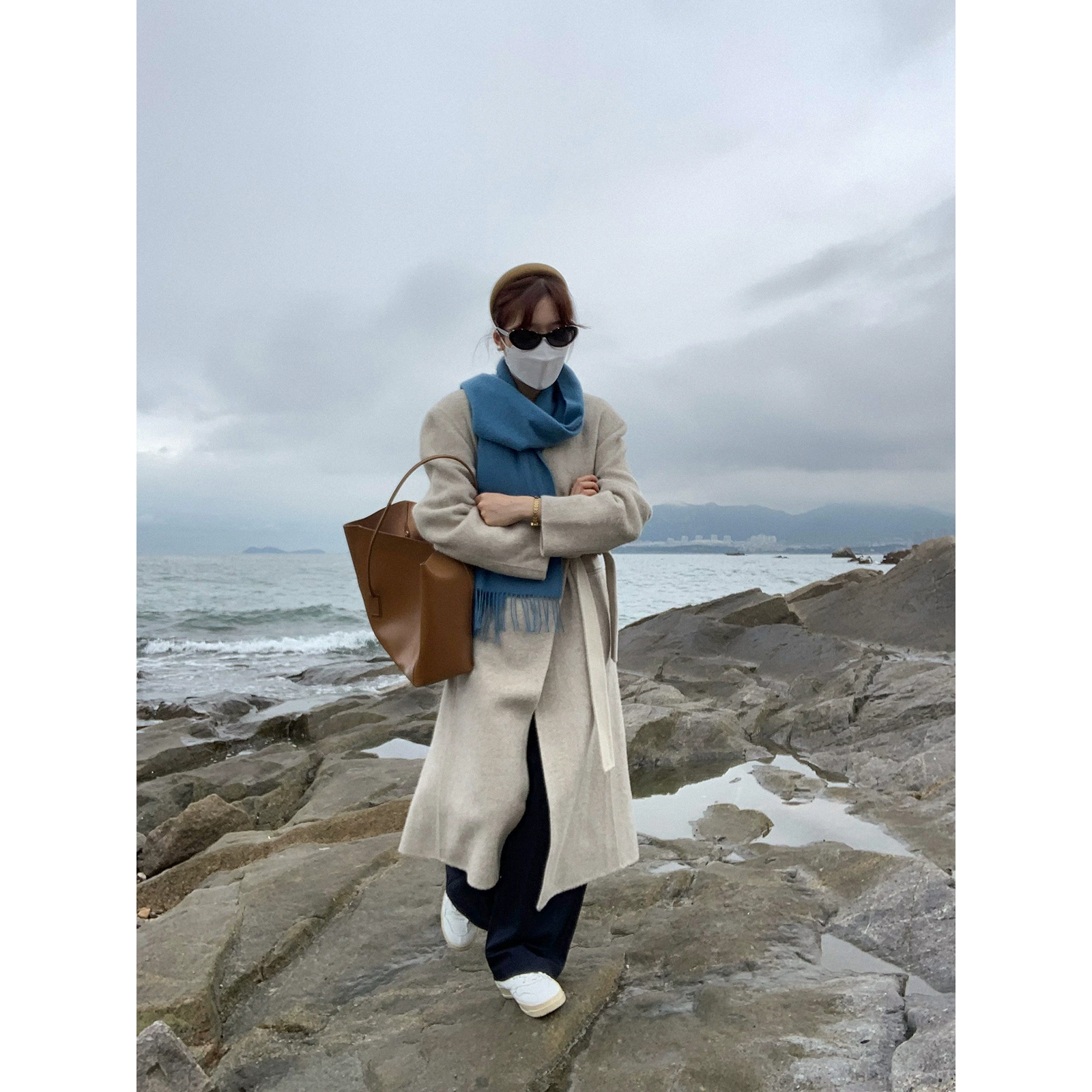 [Нет возврата нет] двухстороннее твидовое пальто ручной работы без воротника Женское 2022 новое зимнее шерстяное пальто чувство высокого уровня