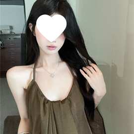 时尚欧根纱挂脖吊带背心女2026夏季新款宽松显瘦露背辣妹上衣无袖