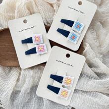 念念牛仔蕾丝发夹BB夹新款甜美韩国原创ins小香风布艺头饰不伤发