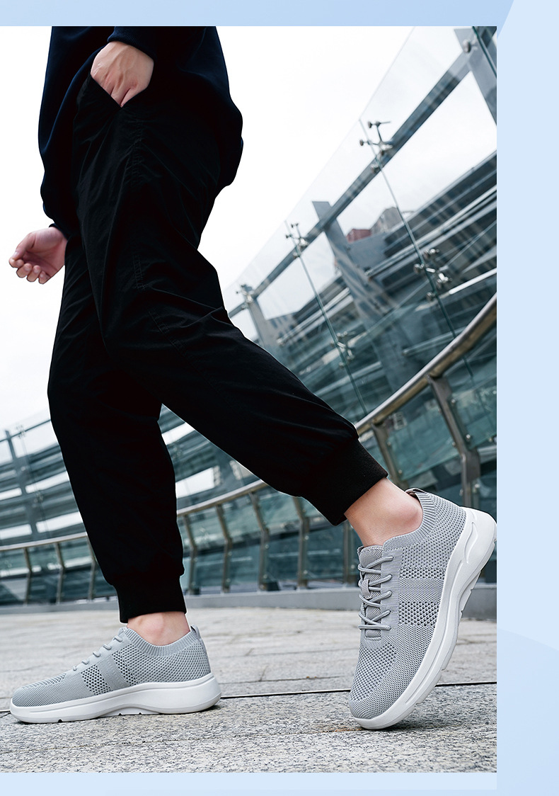 Summer Cross-border Men's Large Size Casual Sports Versatile Flat Shoes, Lightweight Breathable Fly-knit Trendy Shoes_vogvips.com
