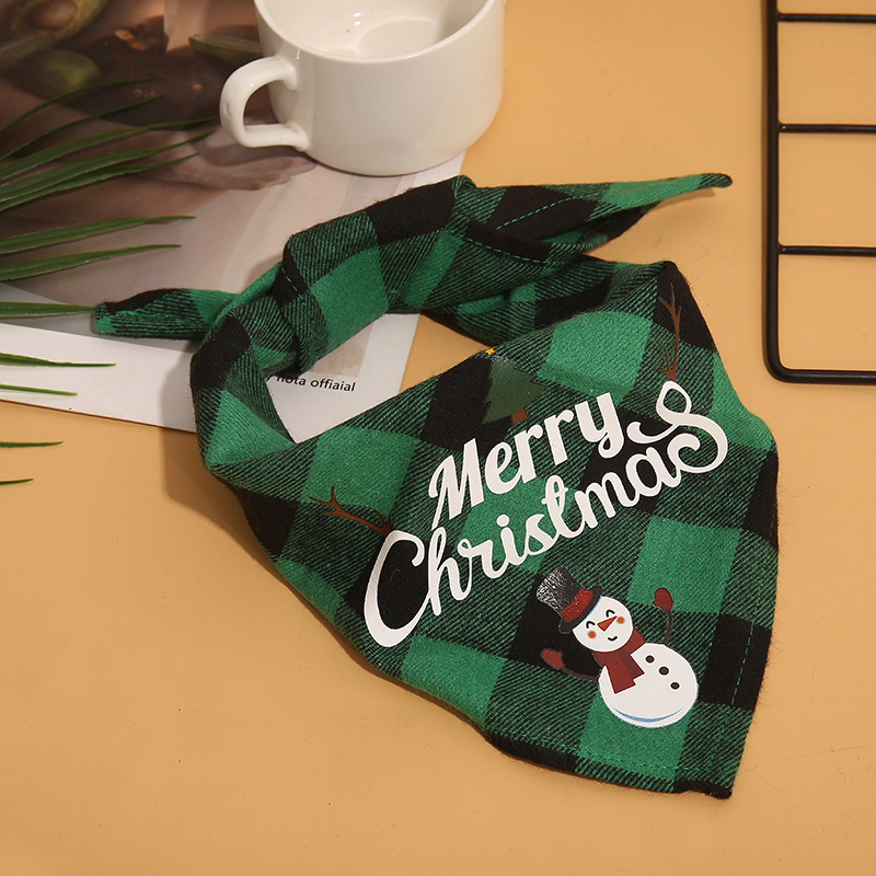 British Style Cotton Polyester Christmas Plaid Pet Scarf display picture 1