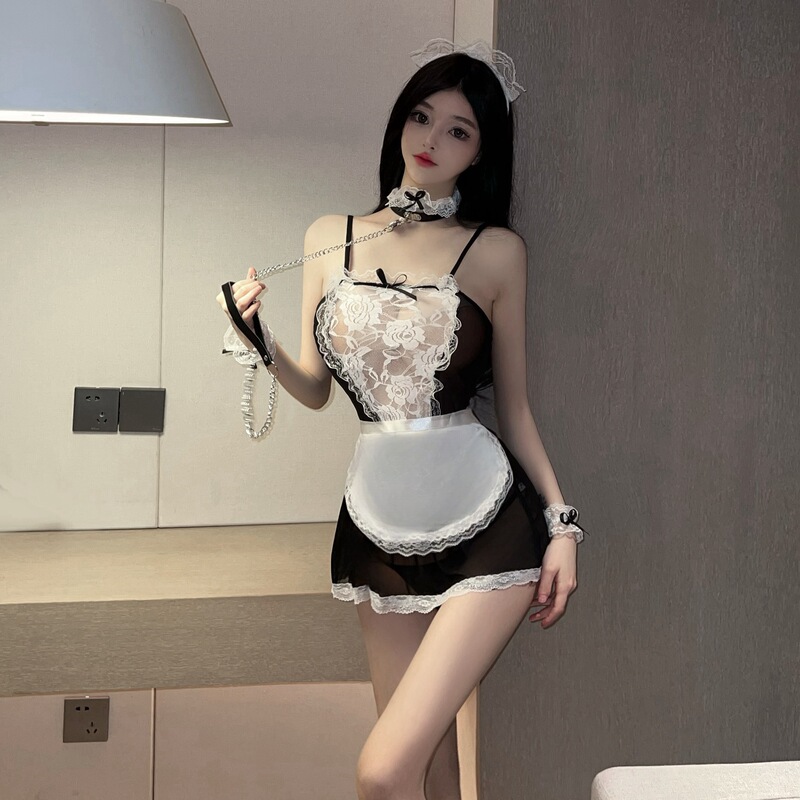 Internet Red Style Sexy Underwear Sexy Maid Tempting Pajamas Passion Transparent Flirting Sexy Mesh Set Spot Sexy